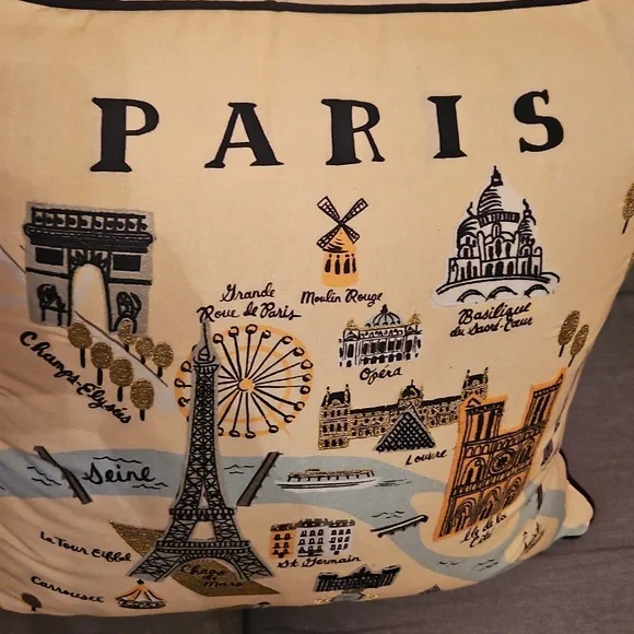 Paris Themed Decorative Pillow - Picture 3 of 15